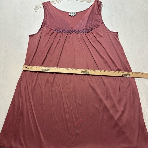 Vintage Nylon Satin Nightgown 1X Vanity Fair Pink Slip Dress Lingerie - Picture 5 of 8
